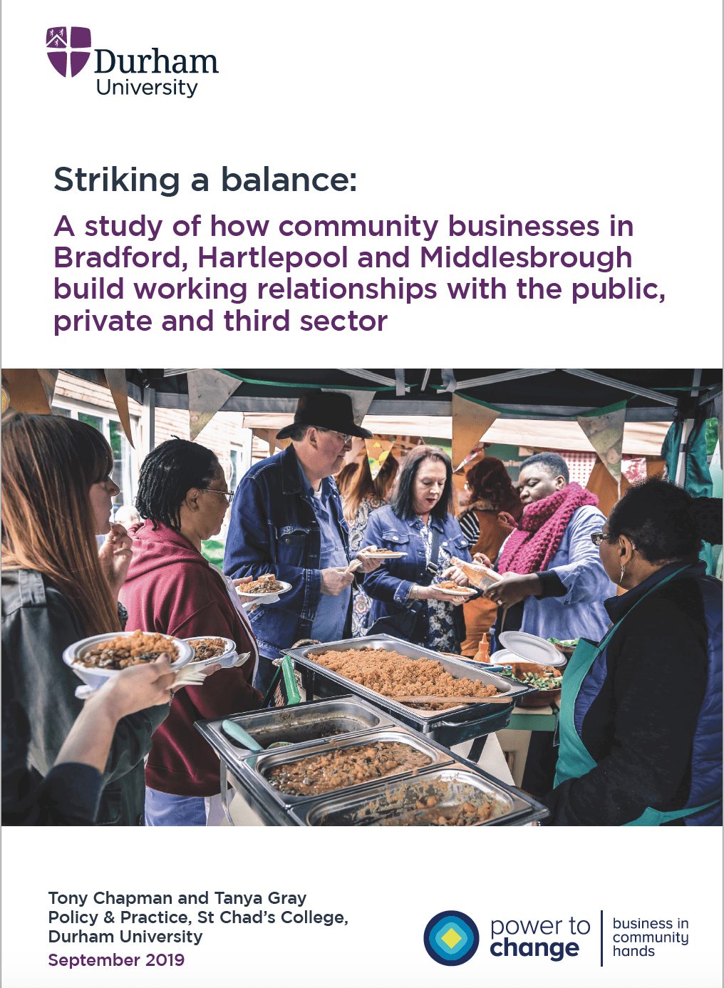 Striking a balance: a study of how community businesses in Bradford, Hartlepool and Middlesbrough build working relationships with the public, private and third sector
